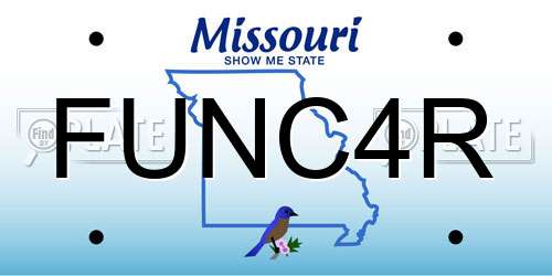 FUNC4R Missouri License Plate