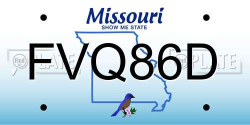 FVQ86D Missouri License Plate