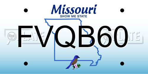 FVQB60 Missouri License Plate