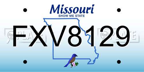 FXV8129 Missouri License Plate