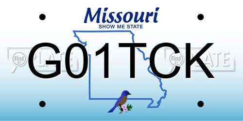 G01TCK Missouri License Plate