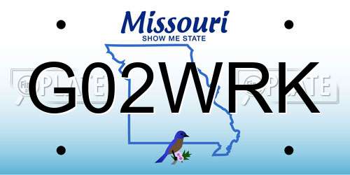 G02WRK Missouri License Plate