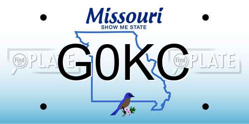 G0KC Missouri License Plate