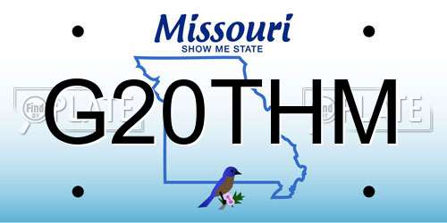 G20THM Missouri License Plate