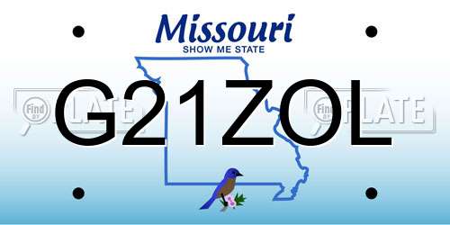 G21ZOL Missouri License Plate