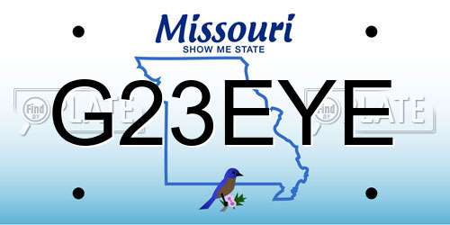 G23EYE Missouri License Plate