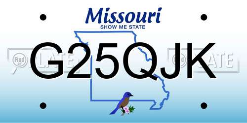 G25QJK Missouri License Plate