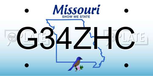 G34ZHC Missouri License Plate