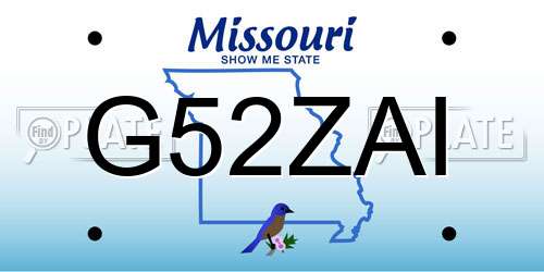 G52ZAI Missouri License Plate