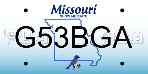 G53BGA Missouri License Plate