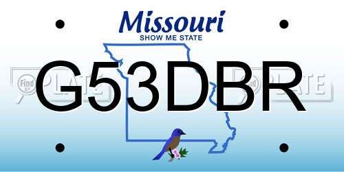 G53DBR Missouri License Plate
