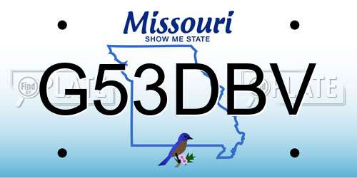 G53DBV Missouri License Plate