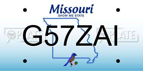 G57ZAI Missouri License Plate