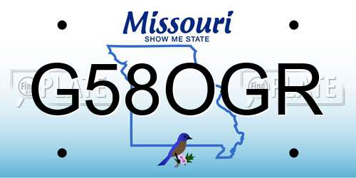 G58OGR Missouri License Plate