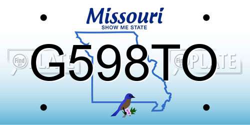 G598TO Missouri License Plate
