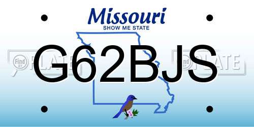 G62BJS Missouri License Plate