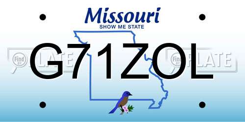 G71ZOL Missouri License Plate