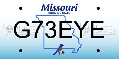 G73EYE Missouri License Plate