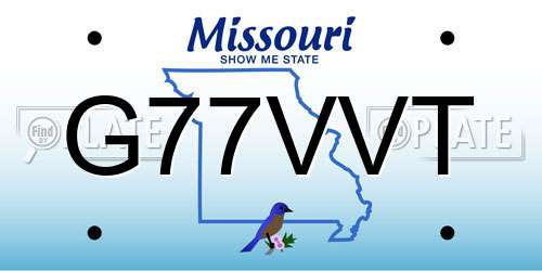 G77VVT Missouri License Plate