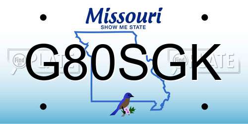G80SGK Missouri License Plate