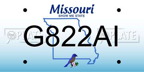 G822AI Missouri License Plate