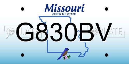 G830BV Missouri License Plate