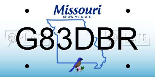 G83DBR Missouri License Plate