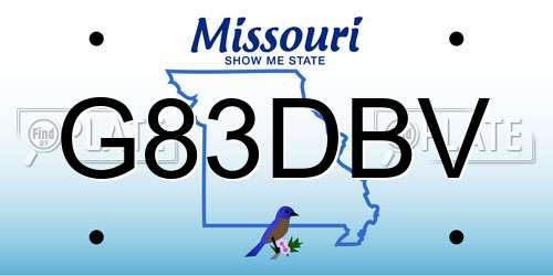 G83DBV Missouri License Plate