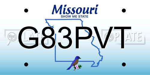 G83PVT Missouri License Plate