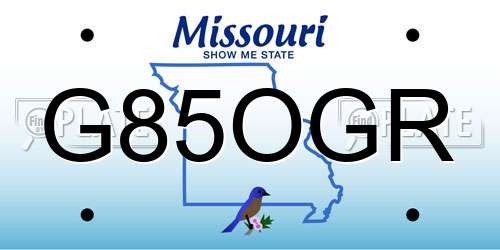 G85OGR Missouri License Plate