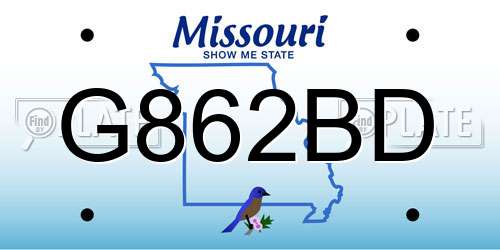 G862BD Missouri License Plate
