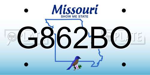 G862BO Missouri License Plate