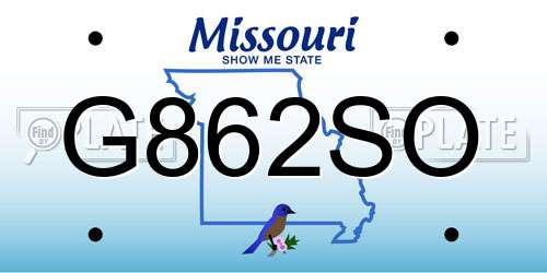 G862SO Missouri License Plate
