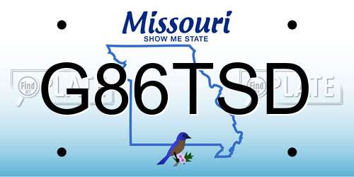 G86TSD Missouri License Plate