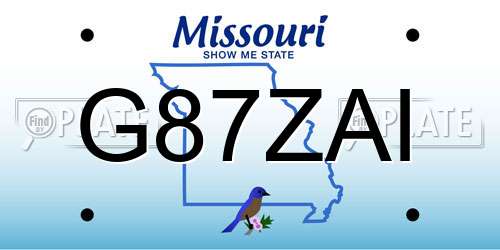 G87ZAI Missouri License Plate