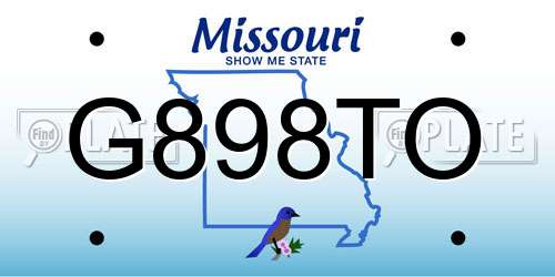 G898TO Missouri License Plate