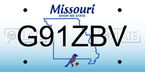 G91ZBV Missouri License Plate