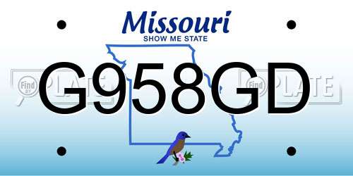 G958GD Missouri License Plate