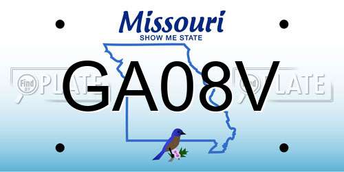 GA08V Missouri License Plate