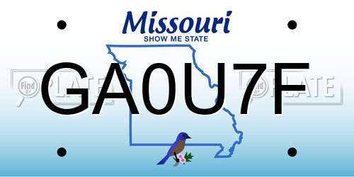 GA0U7F Missouri License Plate