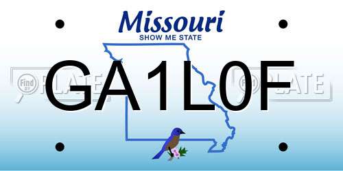 GA1L0F Missouri License Plate
