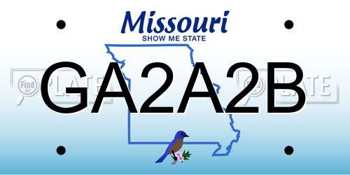 GA2A2B Missouri License Plate