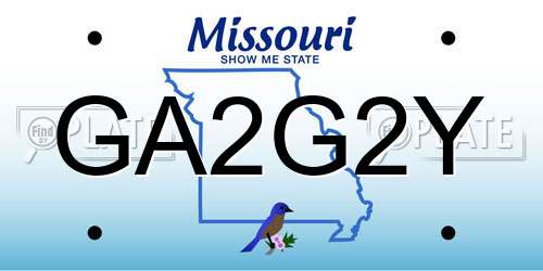 GA2G2Y Missouri License Plate