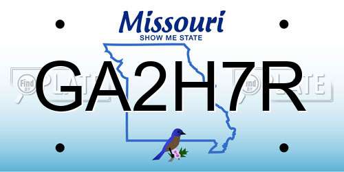 GA2H7R Missouri License Plate