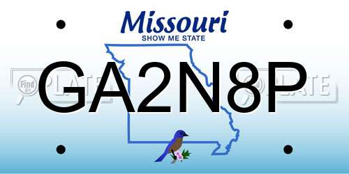 GA2N8P Missouri License Plate