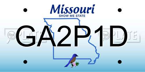 GA2P1D Missouri License Plate