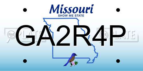 GA2R4P Missouri License Plate