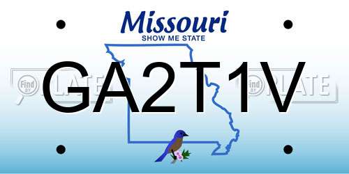 GA2T1V Missouri License Plate