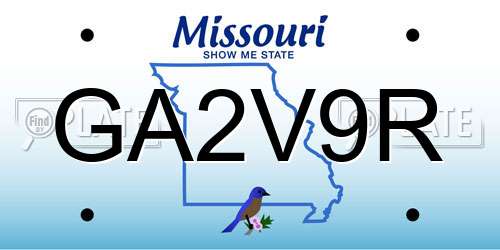 GA2V9R Missouri License Plate