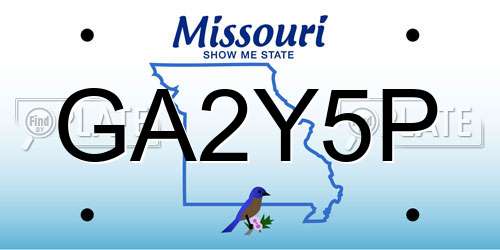 GA2Y5P Missouri License Plate